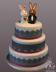 wedding cake grey lace