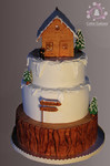 wedding cake rustic, winter, ski